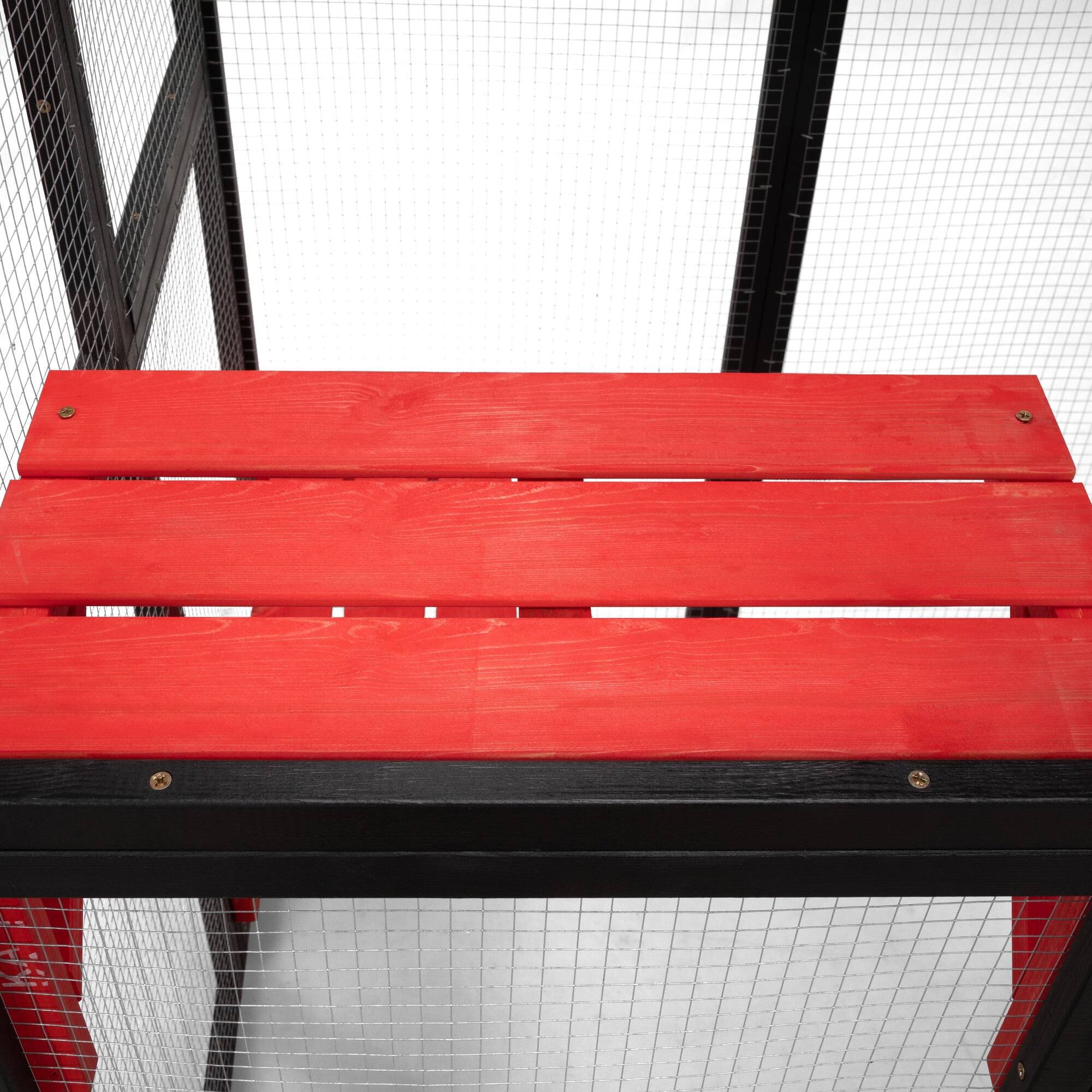 Back. Pefilos - 64" Cat House Outdoor Catio Cat Enclosures Wooden Kitty House with Platforms, Waterproof Roof, Hammock.