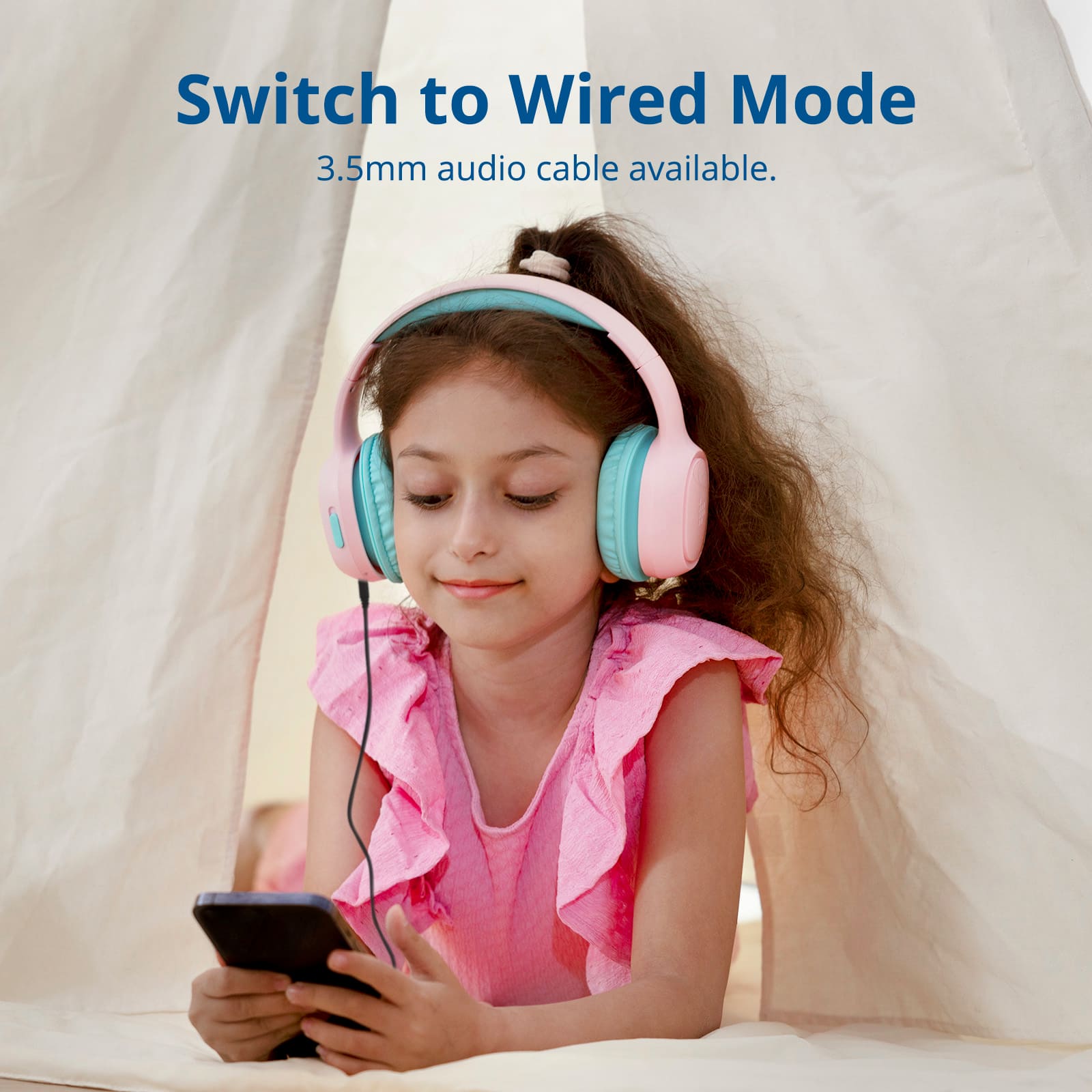 Switch to Wired Mode. 3.5mm audio cable available.