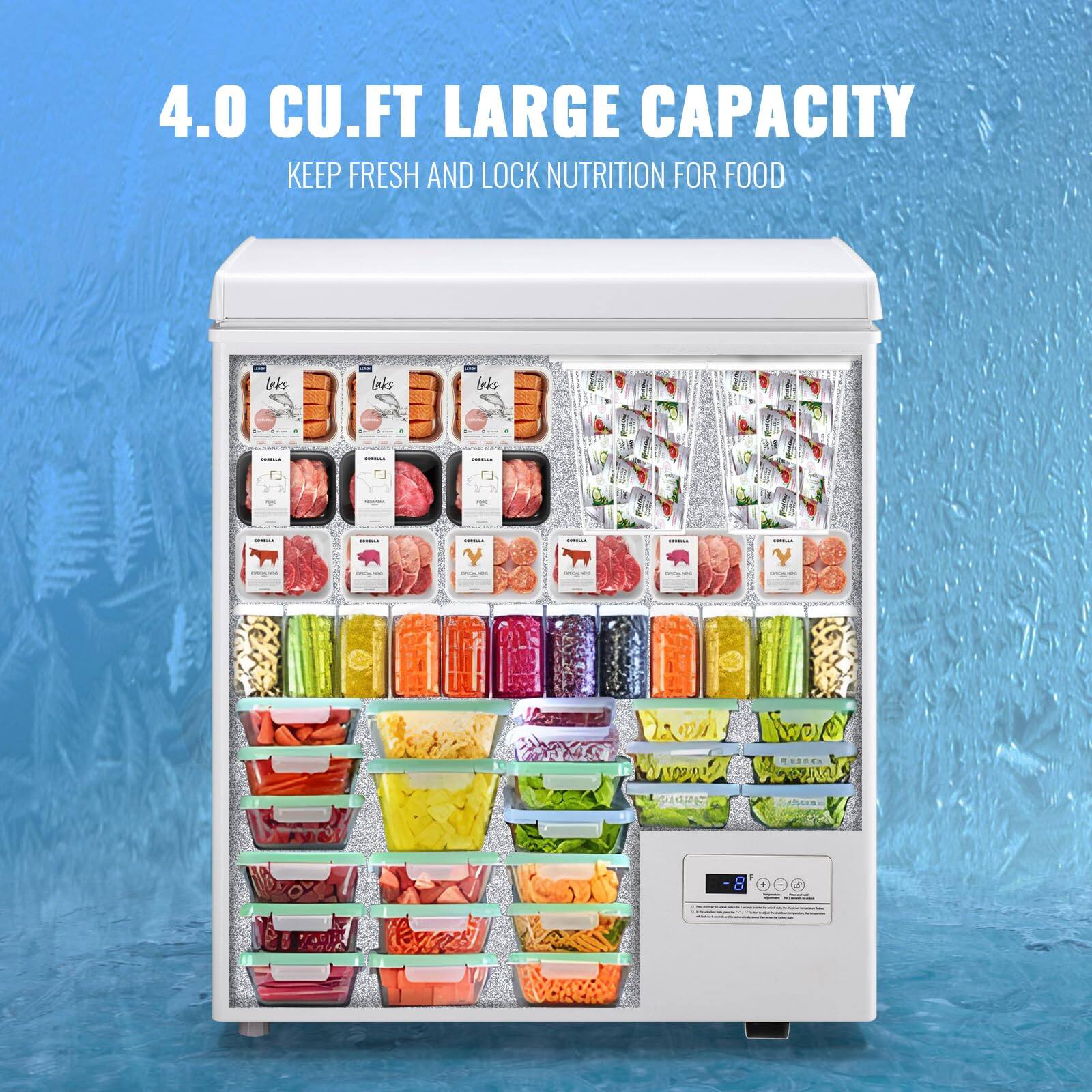 4.0 CU.FT LARGE CAPACITY  
KEEP FRESH AND LOCK NUTRITION FOR FOOD