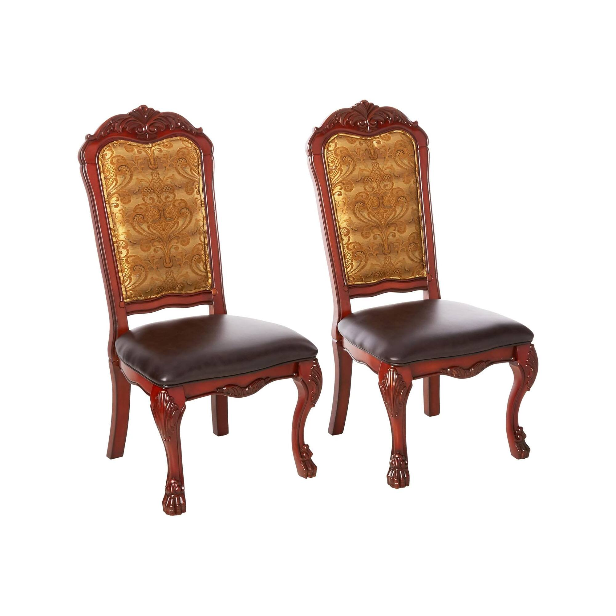 Manhattan Lane - Dining Side Chair, Claw Legs and Leatherette Seat, Set of 2 - Brown