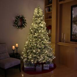 Philips - 7.5' Pre-Lit Flocked Balsam Fir Warm White LED with Remote - Green