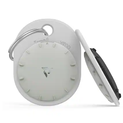 Front. Vena - For Apple AirTag Holder Pet, AirTag Keychain Silicone, AirTag Case Cover Carabiner For Dog Cat Collar Luggage Black/Grey - Multicolored.