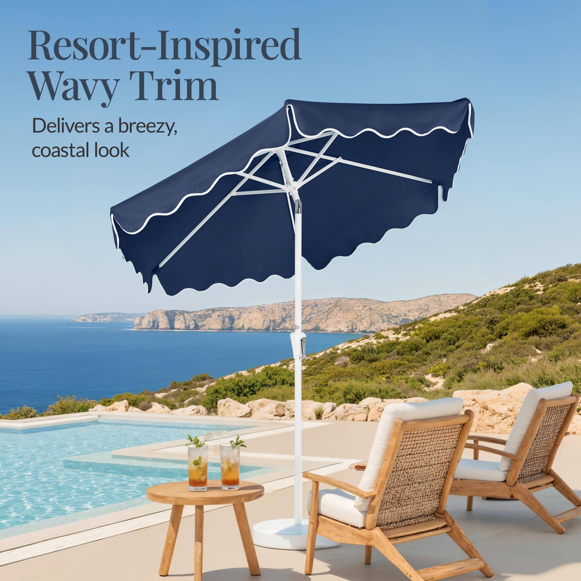 Resort-Inspired Wavy Trim  
Delivers a breezy, coastal look