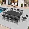 Crestlive Products - 11pc Patio Dining Set Aluminum Rectangle Table 10 Stackable Stationary Chairs No Armrest - Black-11PC