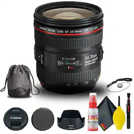 Canon - EF 24-70mm f/4L IS USM Lens (6313B002) + Filter Kit + Cap Keeper + More - Black