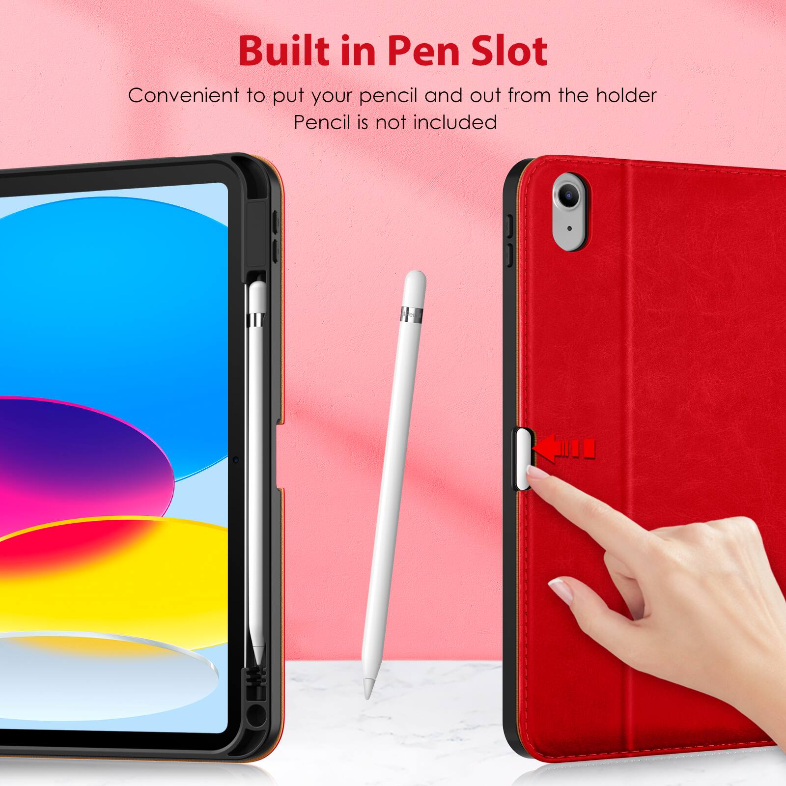 Built in Pen Slot  
Convenient to put your pencil and out from the holder  
Pencil is not included