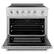 Angle. ZLINE - Autograph 36 in. 5.2 cu. ft. Paramount Freestanding Induction Range with 5 Burners and Polished Nickel Helix Handle - Stainless Steel.