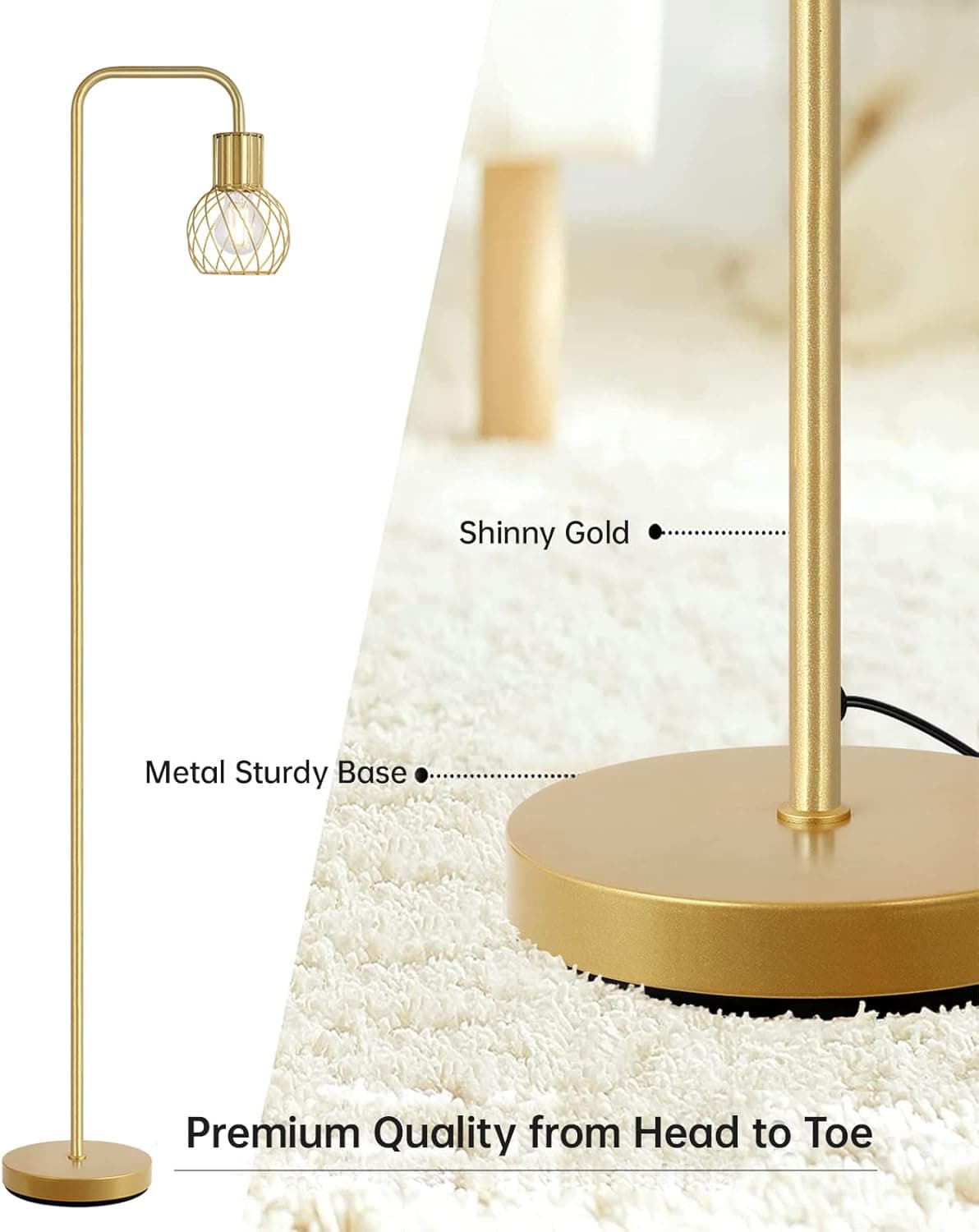 Shiny Gold  
Metal Sturdy Base  
Premium Quality from Head to Toe