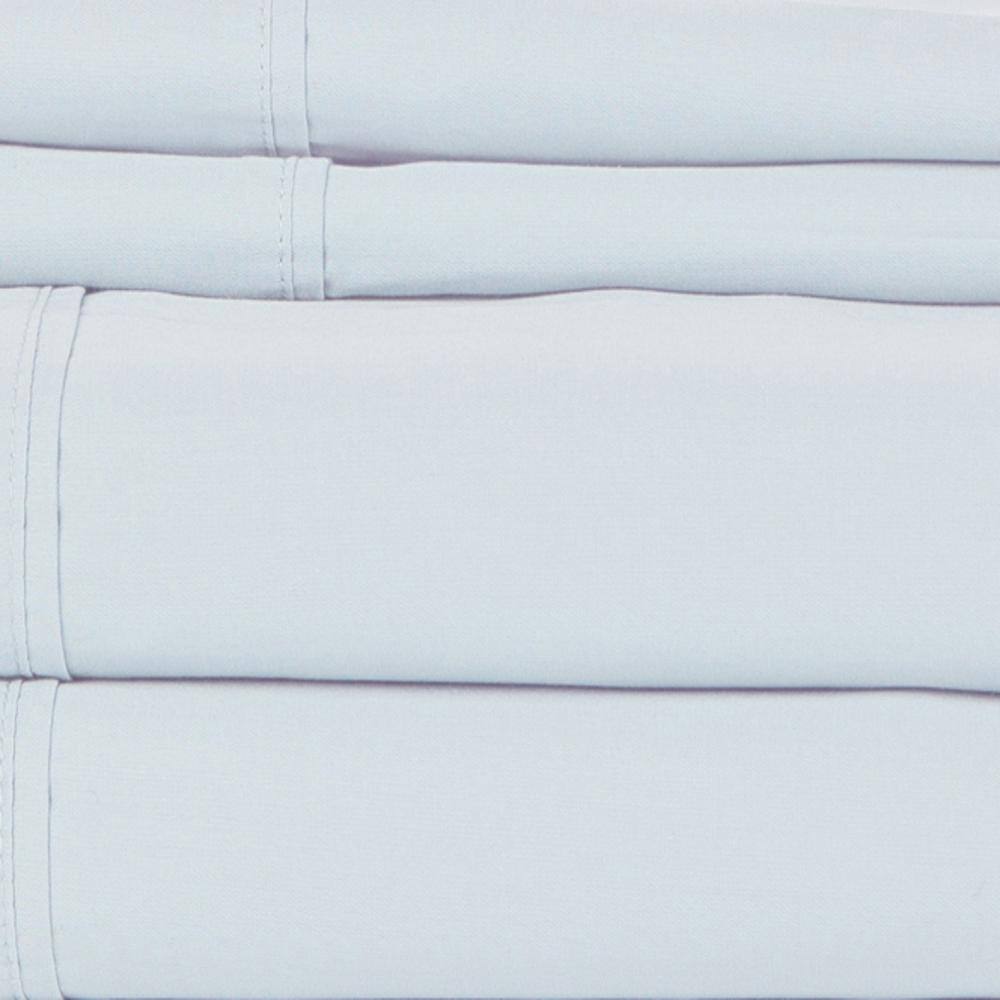 Alt View 2. Castle Hill London - Castle Hill London 410 Thread Count Cotton Sateen Sheet Set Deep Pocket - King, Light Blue - Light blue.