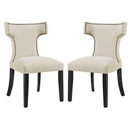 Curve Fabric Dining Side Chair Set of 2 by Modway - Brown