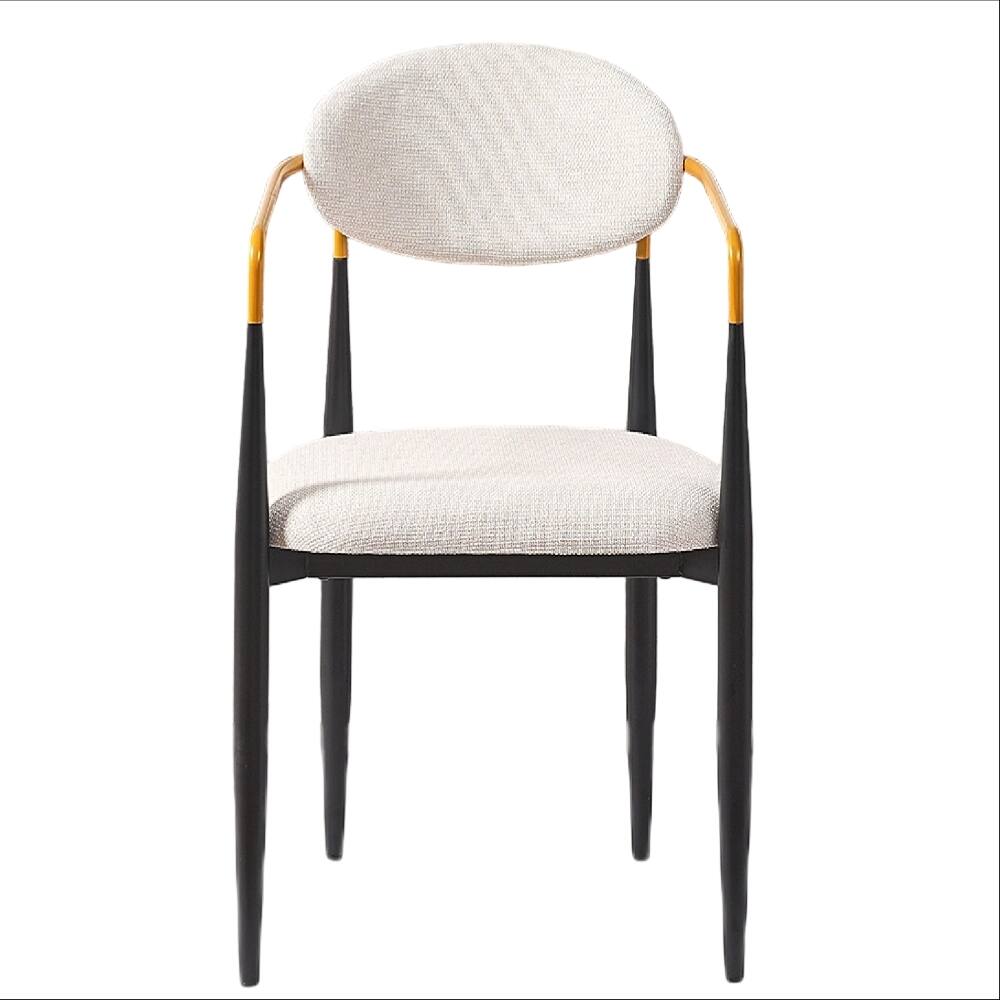 Alt View 8. Loheer - Loheer Modern Upholstered Dining Chairs Set of 2 Beige Fabric Metal Frame Ergonomic Seating for Home Office - Beige.