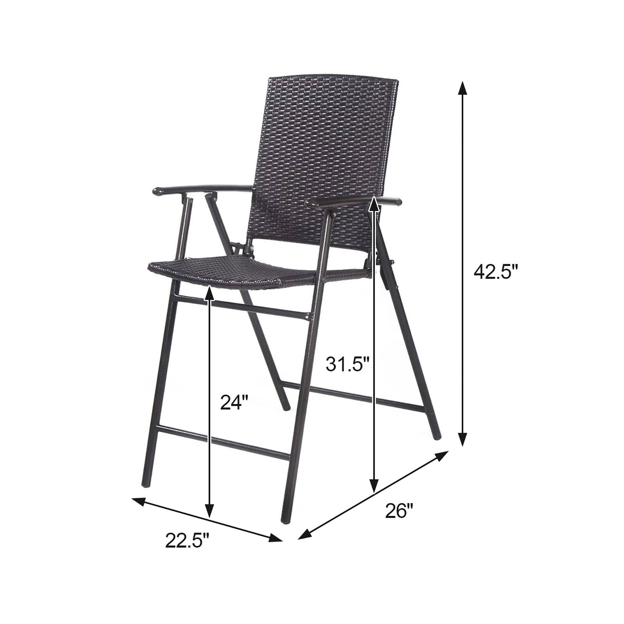 Height: 42.5"
Width: 26"
Depth: 22.5"
Seat height: 24"
Back height: 31.5"