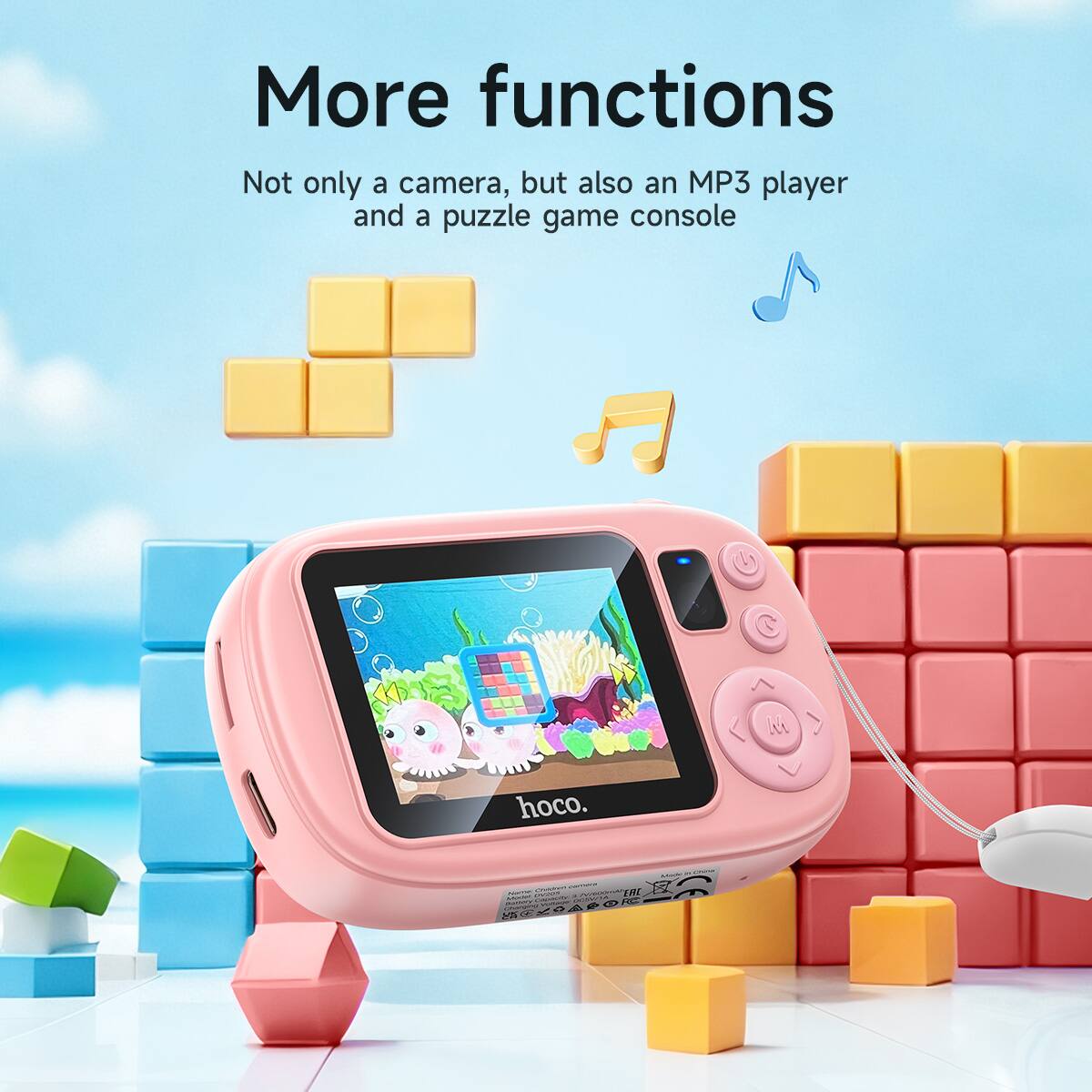 More functions

Not only a camera, but also an MP3 player and a puzzle game console