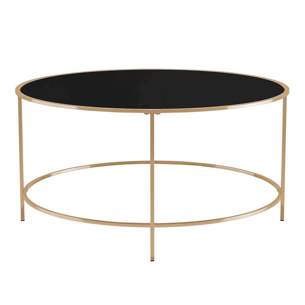 Alt View 1. Furniture of America - Rockbel Contemporary Glass Top Round Coffee Table - Gold.