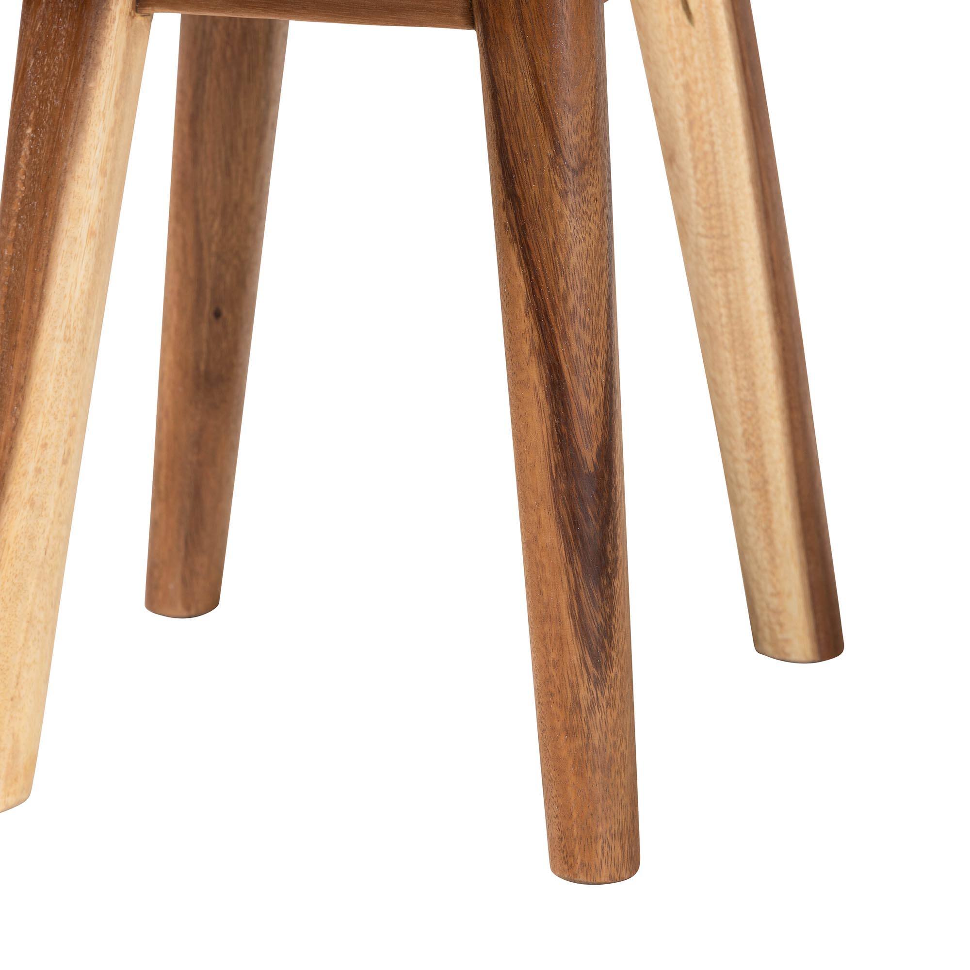 Left. bali & pari - Jia Suar Wood End Table - Handcrafted Side Table with Live Edge Round Top and Tapered Legs, Accent Furniture - Natural Brown.