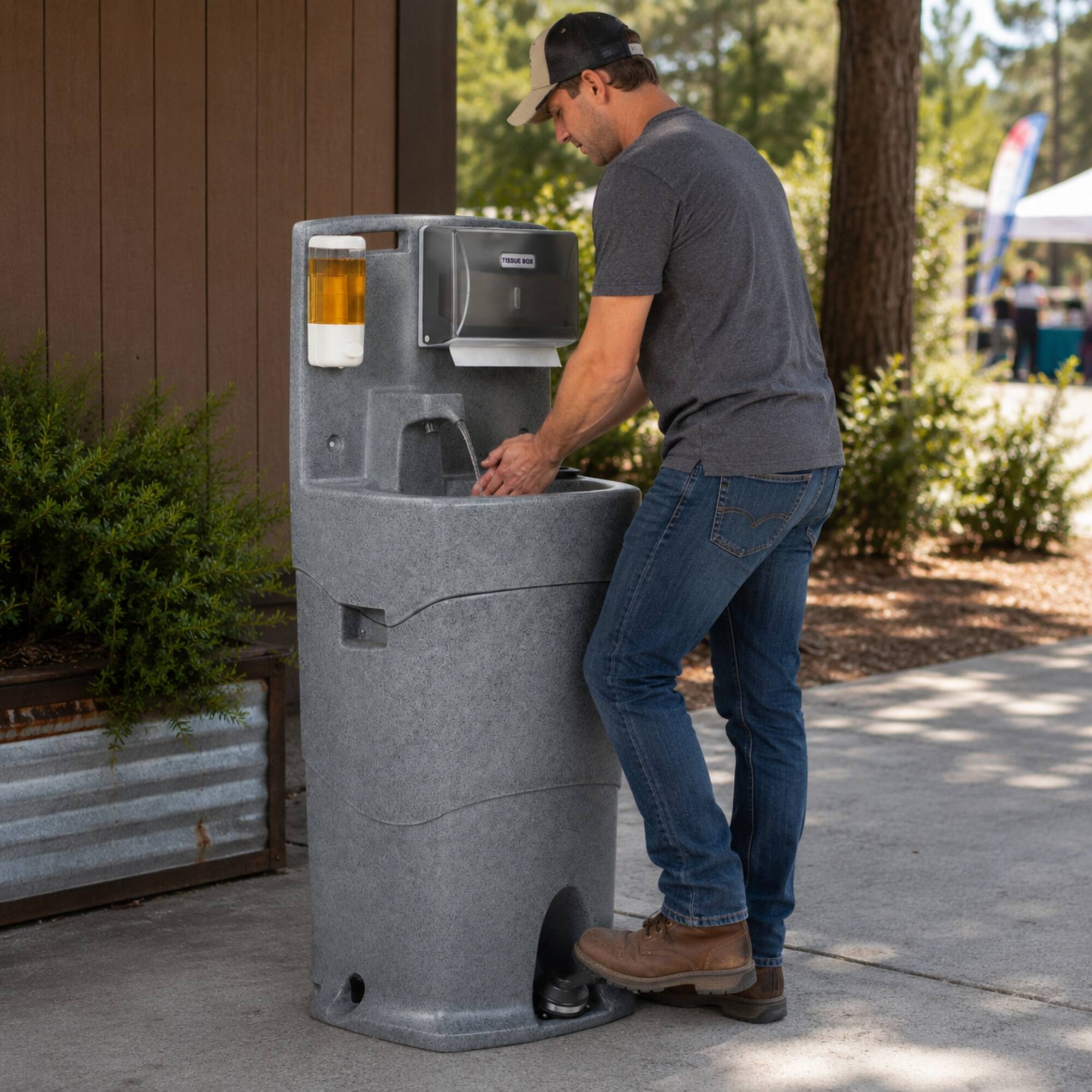 Left. Koolmore - 16 Gallon Single Mobile Hand Washing Station with Soap and Paper Towel Dispenser, Wheels and Grab Handle - Gray.