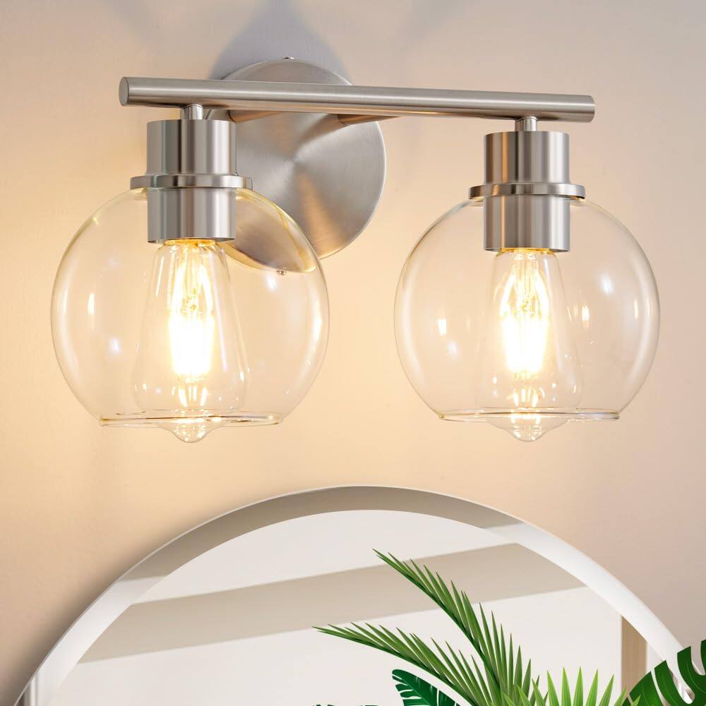 Alt View 5. Cedar Assembly - Bathroom Light Fixtures Over Mirror s Vanity With Clear Glass Shade Inch Modern Brushed Nickel Lights Wall - Black 5 light-clear glass shade.