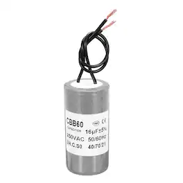 Unique Bargains - 16uF CBB60 Running Capacitor, AC 250V 2 Wires 50/60Hz Cylinder 68x35mm Grey for Water Pumps, Washing Machines - Gray