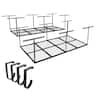 Fleximounts - OHK Series 48 in. W x 96 in. D x 22-40 in. H Black Ceiling Mounted Overhead Garage Storage Rack with Accessory Hooks - Black