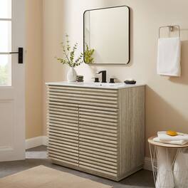 Render 30" and 36" Bathroom Cabinets Basin Not Included by Modway - Travertine