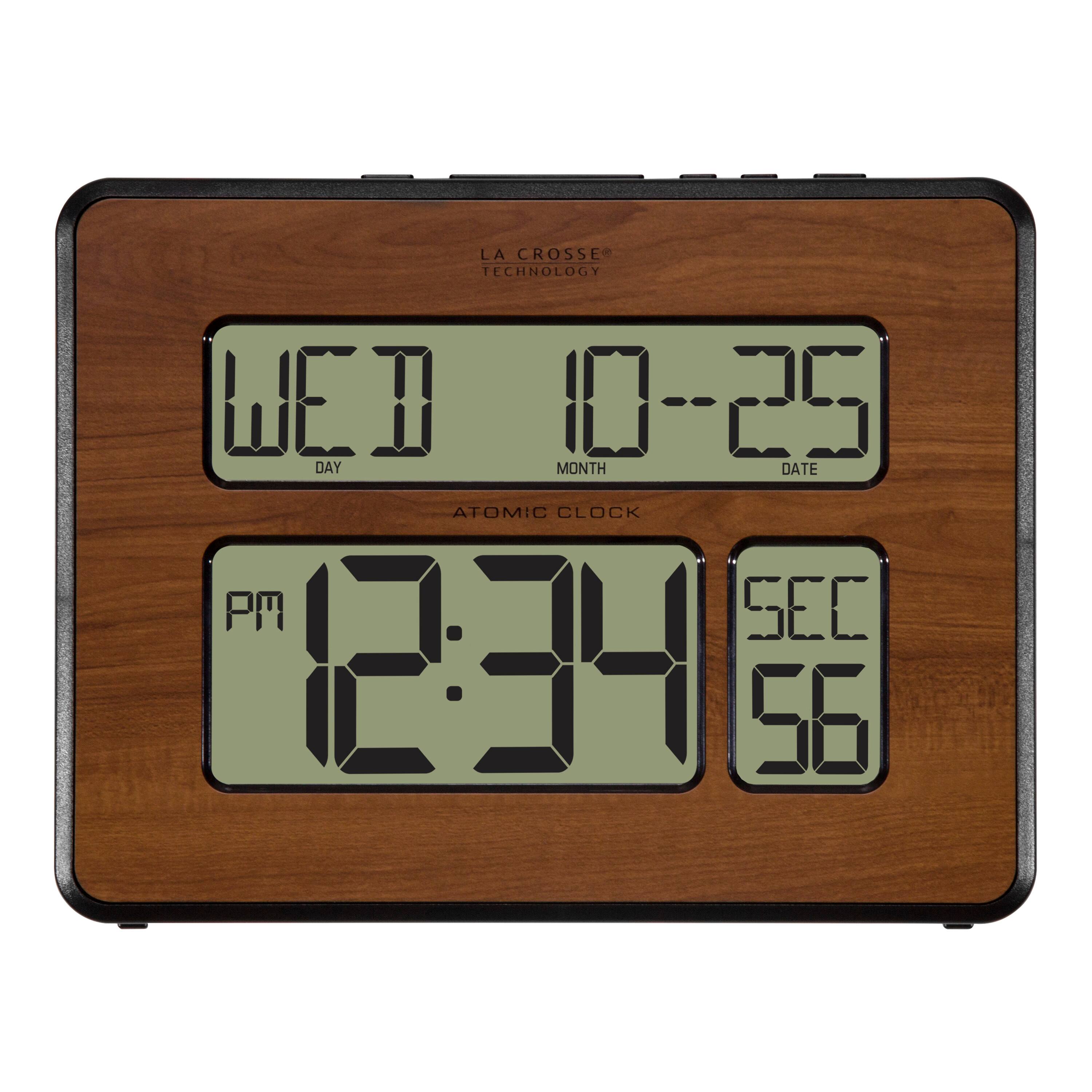 LA CROSSE TECHNOLOGY  
ATOMIC CLOCK  

WED  
DAY  

10-25  
MONTH DATE  

12:34  
PM  

SEC 56