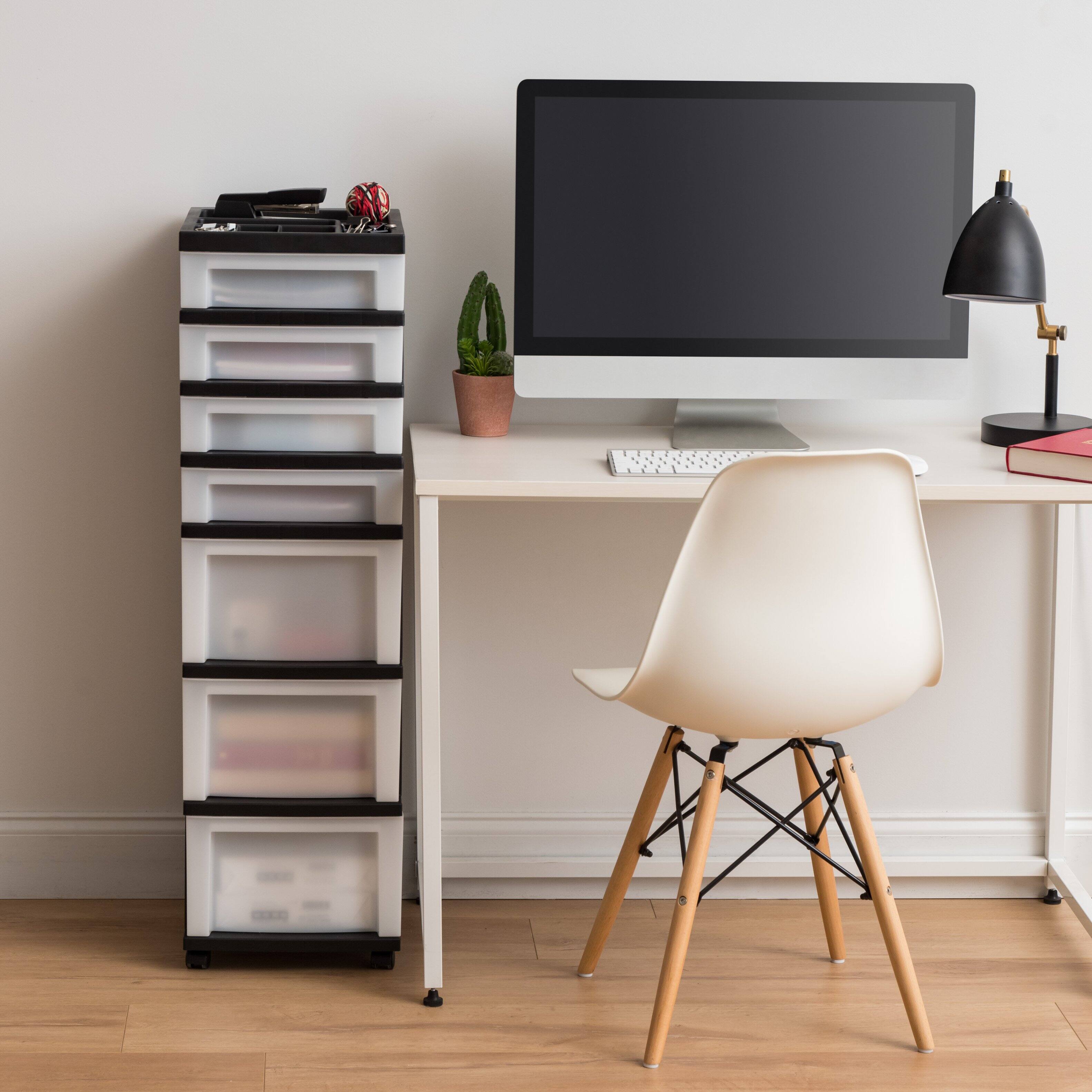 Alt View 2. IRIS USA - IRIS USA Plastic Rolling Storage Cart with Drawers - Black/Pearl.