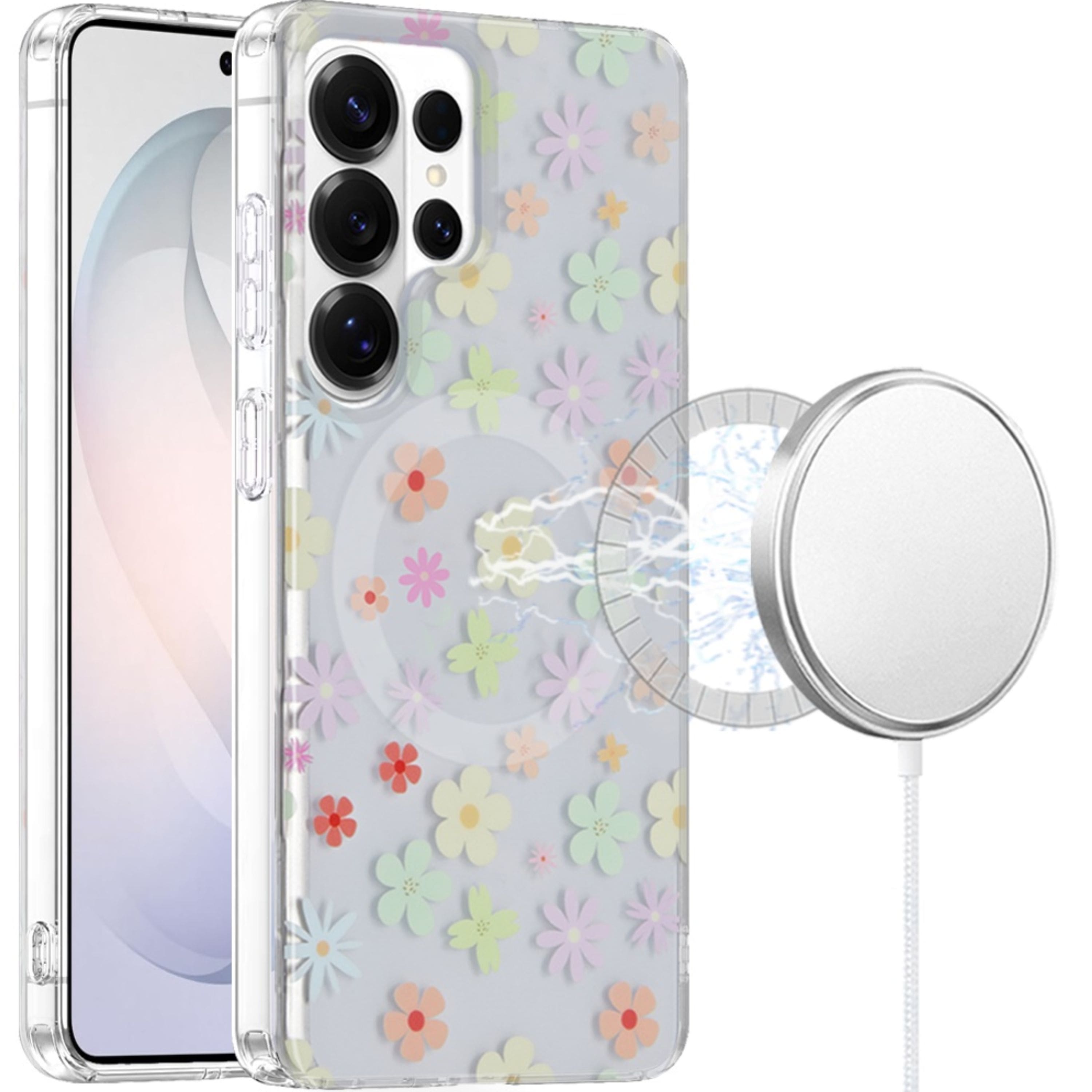 Kitcheniva - Dual Layer Magnetic Circle Case With Tempered Glass For Samsung Galaxy S26 Ultra Pastel Daisy - Multicolor price history on PriceWatchPro