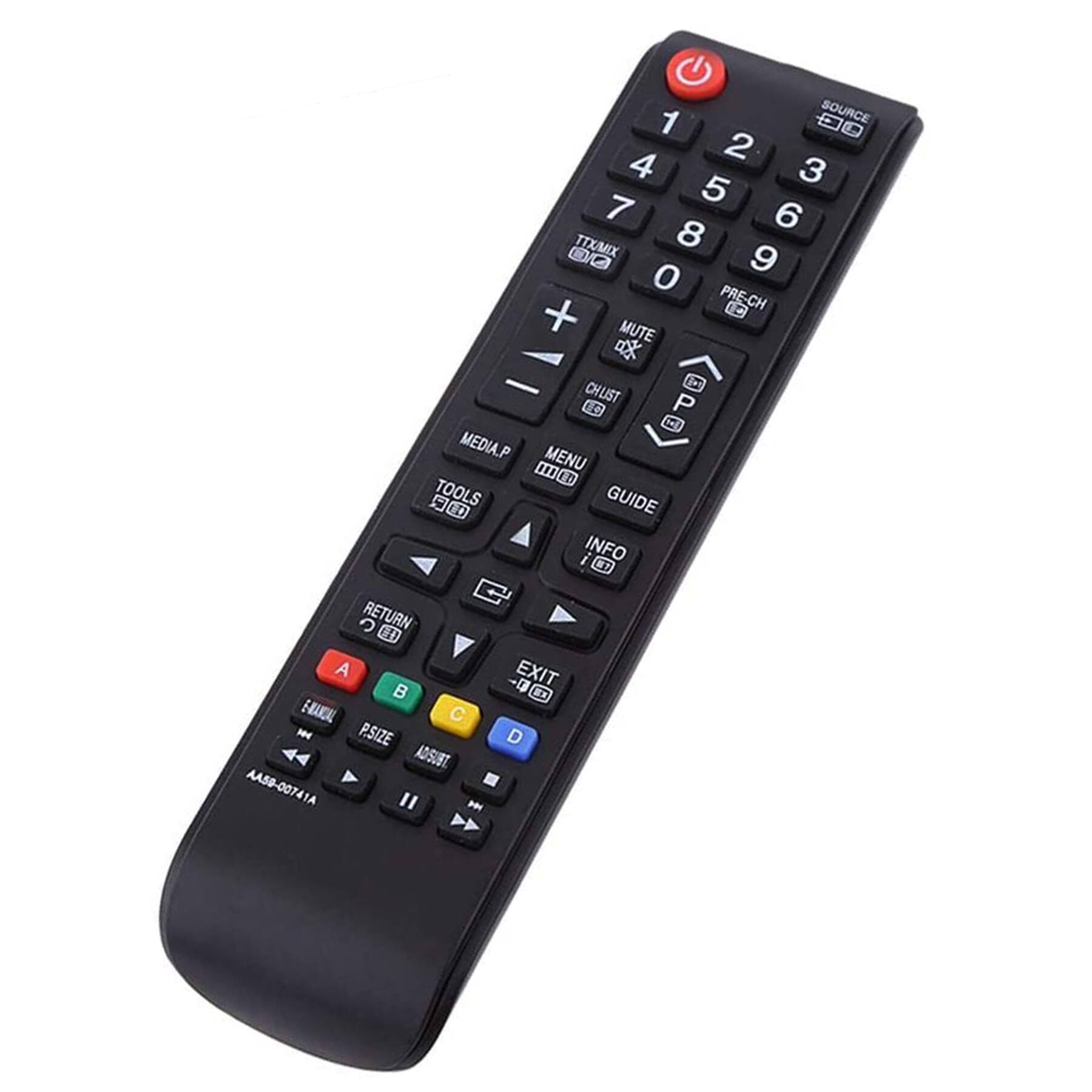 1 SOURCE 2 3 4 5 6 7 8 9 0 TTX/MIX PRE-CH MUTE CHLIST C P MEDIA.P MENU GUIDE INFO RETURN EXIT A B C D P.SIZE ADSUBT ERANCAL AA58-00741