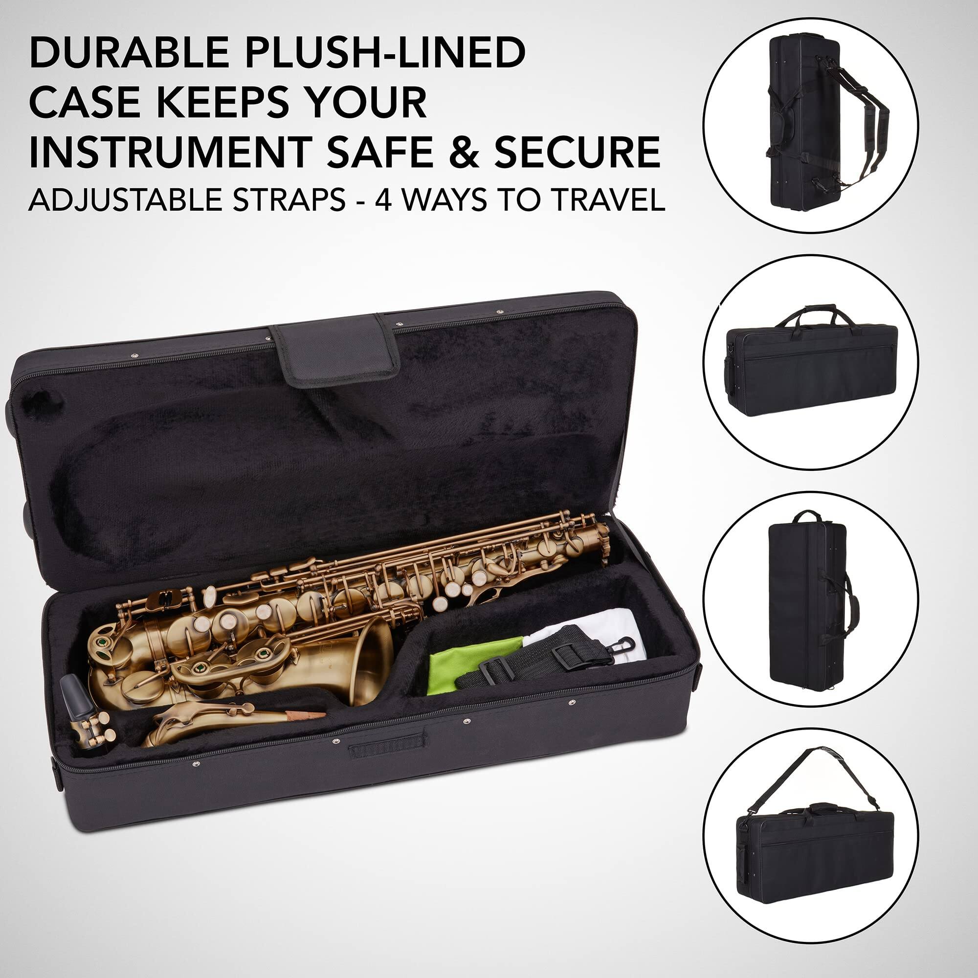 DURABLE PLUSH-LINED CASE KEEPS YOUR INSTRUMENT SAFE & SECURE ADJUSTABLE STRAPS - 4 WAYS TO TRAVEL