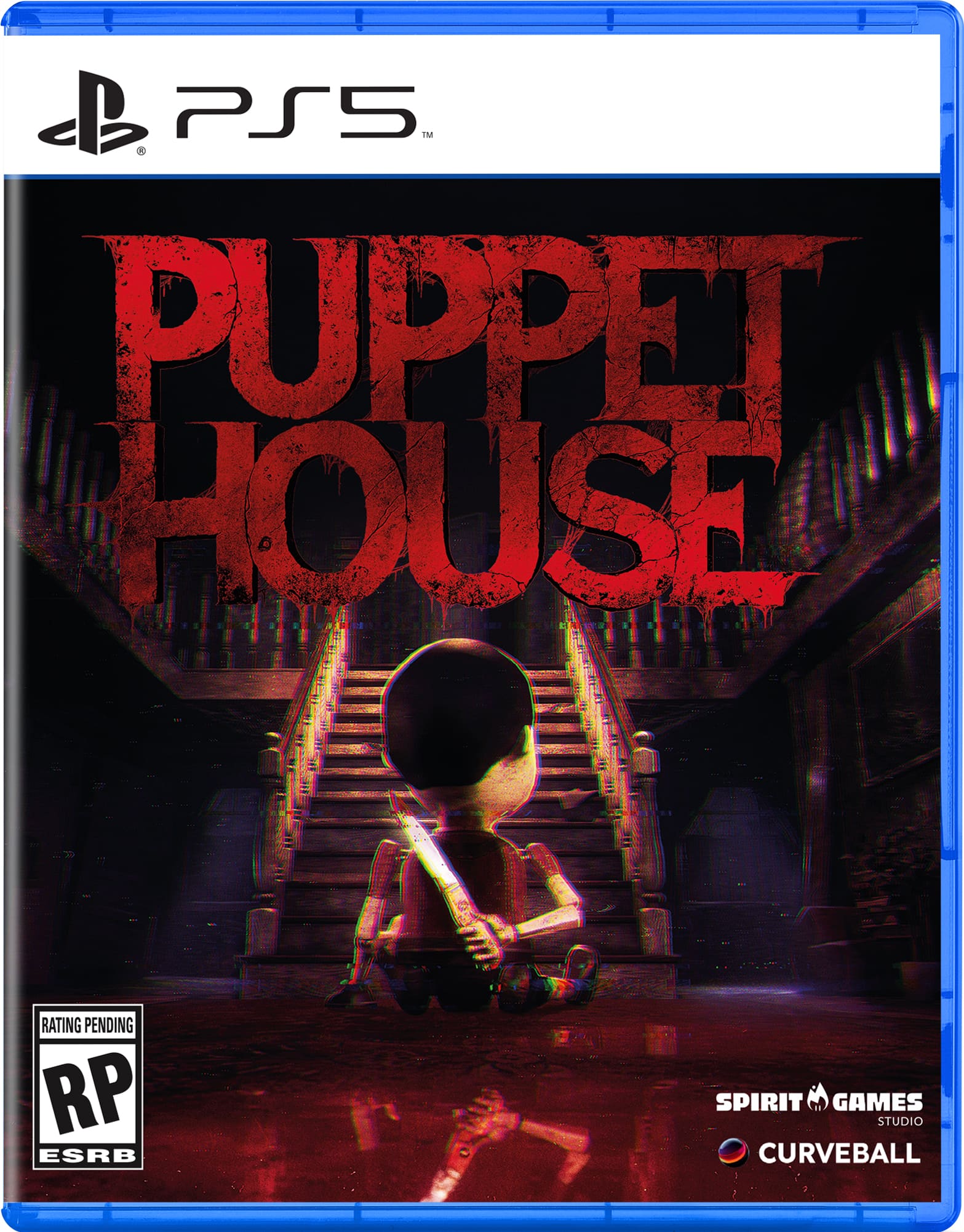 Puppet House is a game for the PlayStation 5 console, developed by Spirit Games Studio. The game has a pending rating from the ESRB, and it features a creepy setting with a scary atmosphere. The cover art showcases a person holding a knife, which adds to the game's eerie theme.