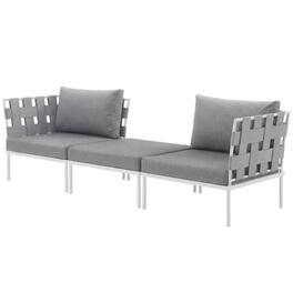 Outdoor Escape - Outdoor Patio Aluminum Sectional Sofa Set Includes 3-Piece Lounge Furniture - White