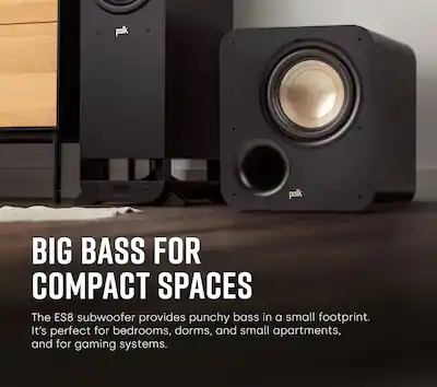 Polk Audio Signature Elite Series 8” 100W Powered Subwoofer Black