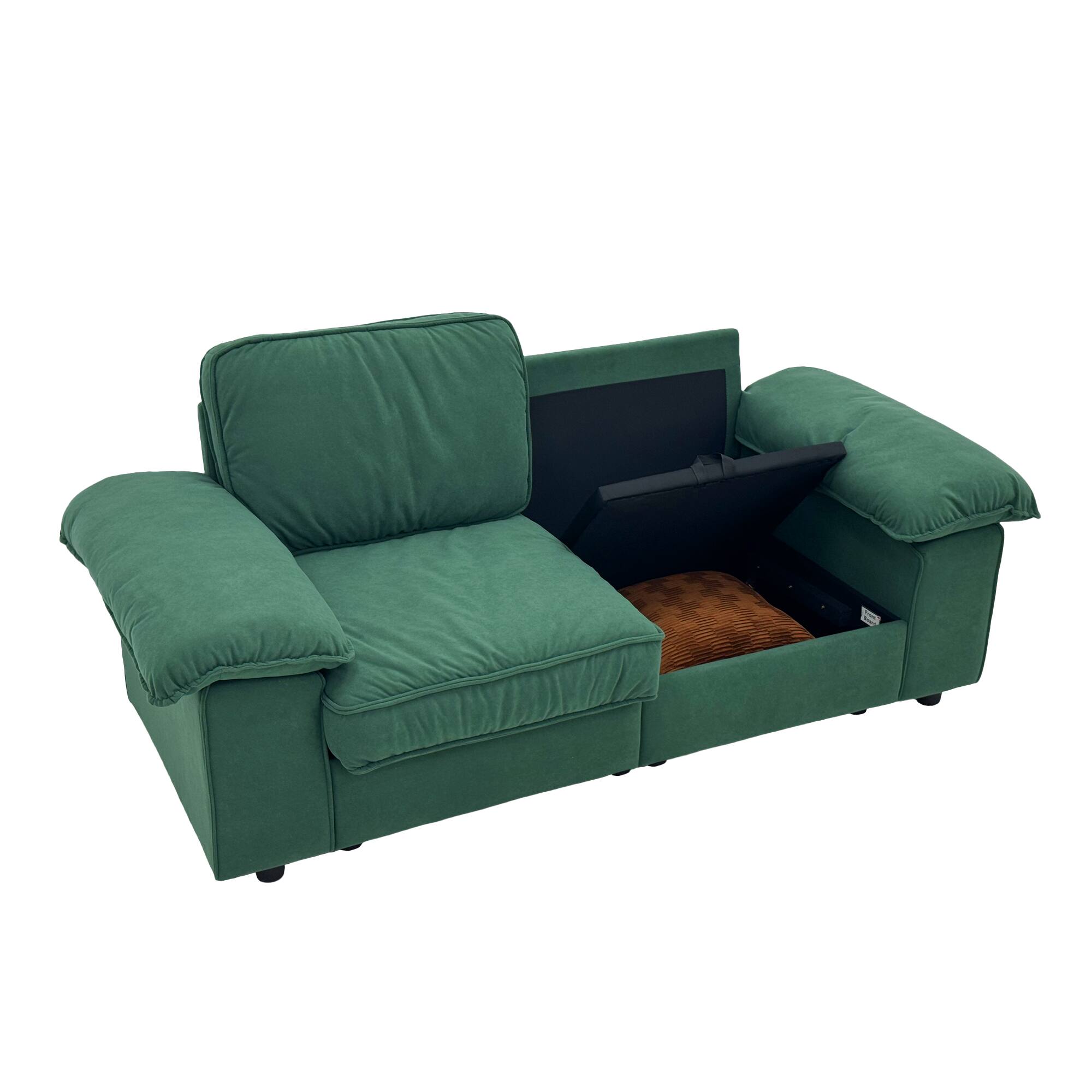 Left. Anysun - 78.7" Velvet 2-Seat Storage Loveseat - Space-Saving Compact Couch for Small Apartments. - Green.