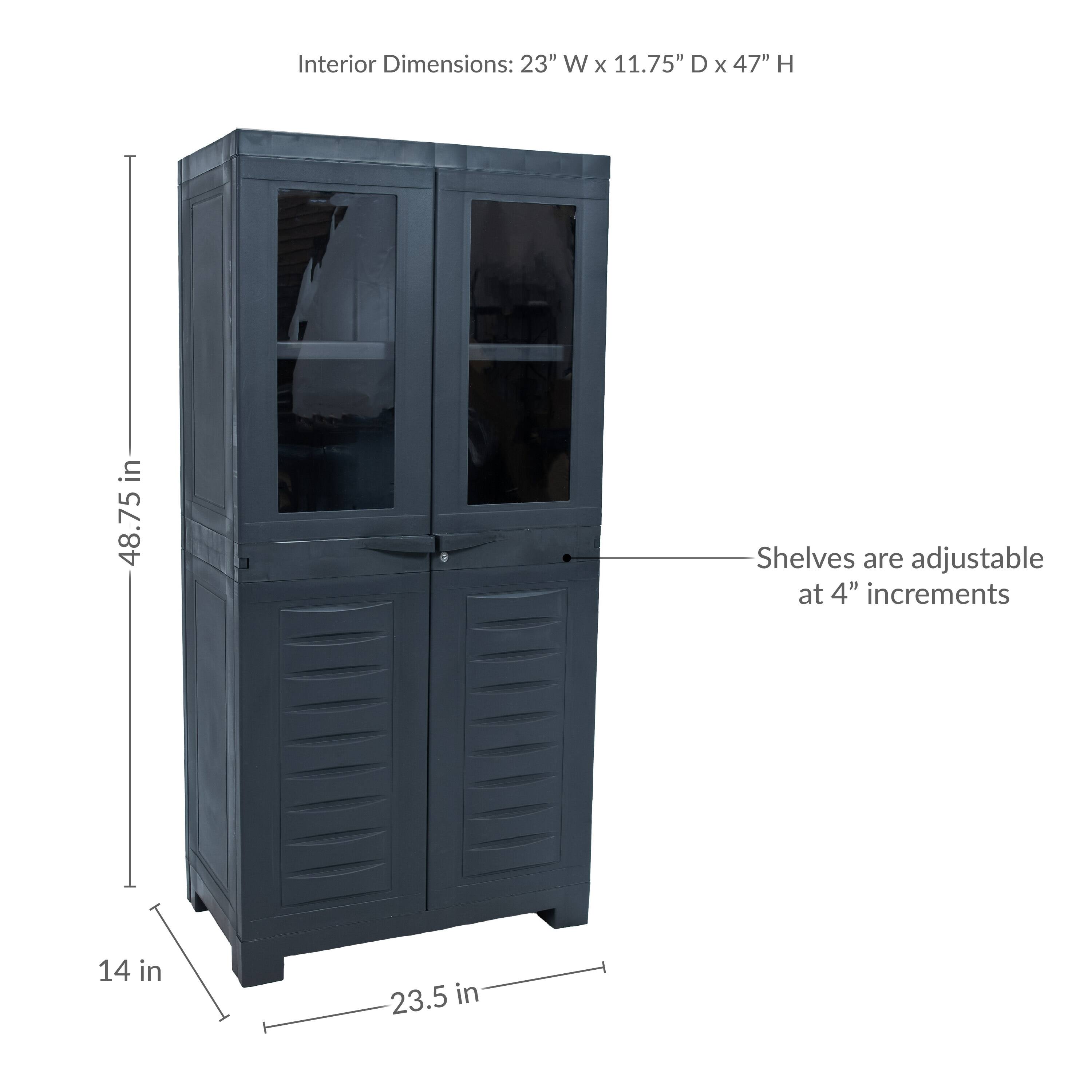Interior Dimensions: 23" W x 11.75" D x 47" H

Shelves are adjustable at 4" increments

48.75 in

14 in

23.5 in