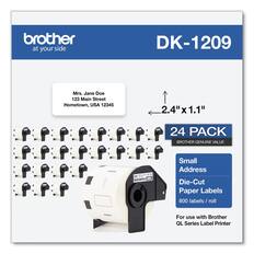 brother
at your side
DK-1209
Mrs. Jane Doe
123 Main Street
Hometown, USA 12345
2.4" x 1.1"
24 PACK
BROTHER GENUINE VALUE
Small Address Die-Cut Paper Labels
800 labels / roll
For use with Brother QL Series Label Printer