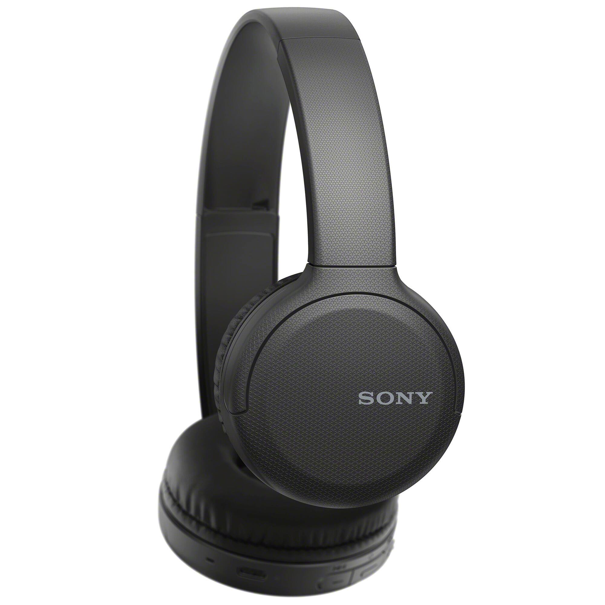 Angle. Sony - Sony WH-CH510 Wireless On-Ear Headphones (Black) with Hardshell Case Bundle - Black.