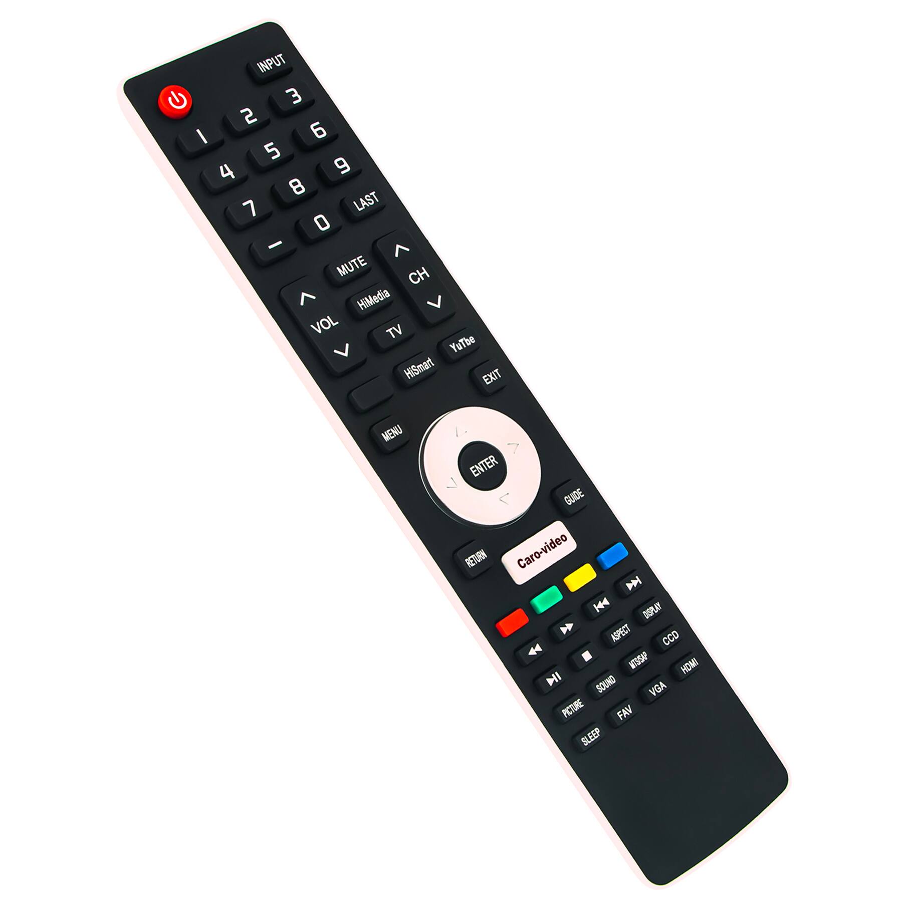 INPUT G 3 2 I 6 5 4 9 8 7 LAST 0 - ^ MUTE CH ^ HiMedia VOL TV V YouTube HiSmart EXIT MENU ENTER GUIDE RETURN Caro-video 144 DGPAY ASPET CCD 44 . MTVSF HOMI I BOUND VGA PICTURE FAV SLEEP