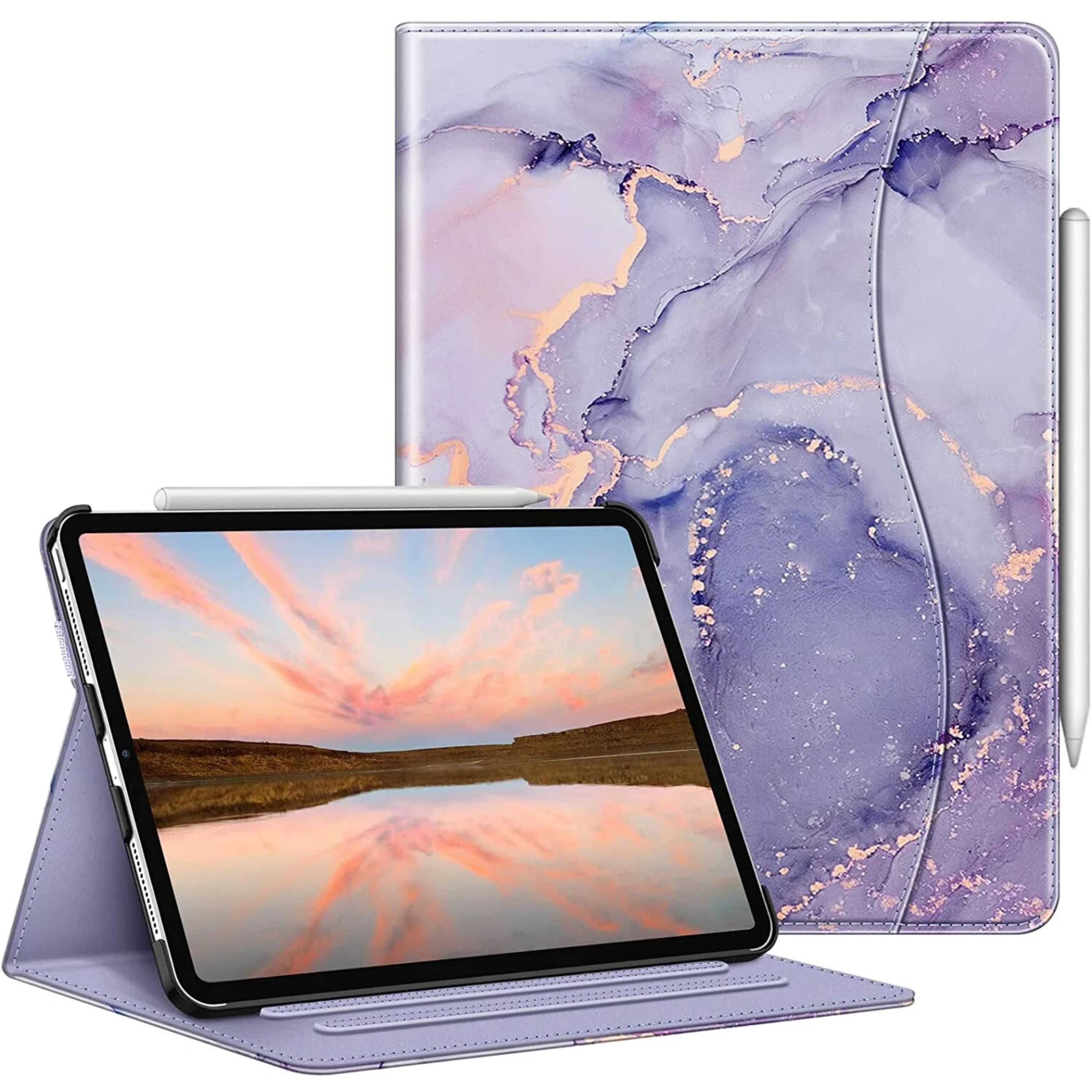 Kitcheniva - Functional Folio Viewing Case For iPad Pro 11 Inch 2022 - Lilac Marble