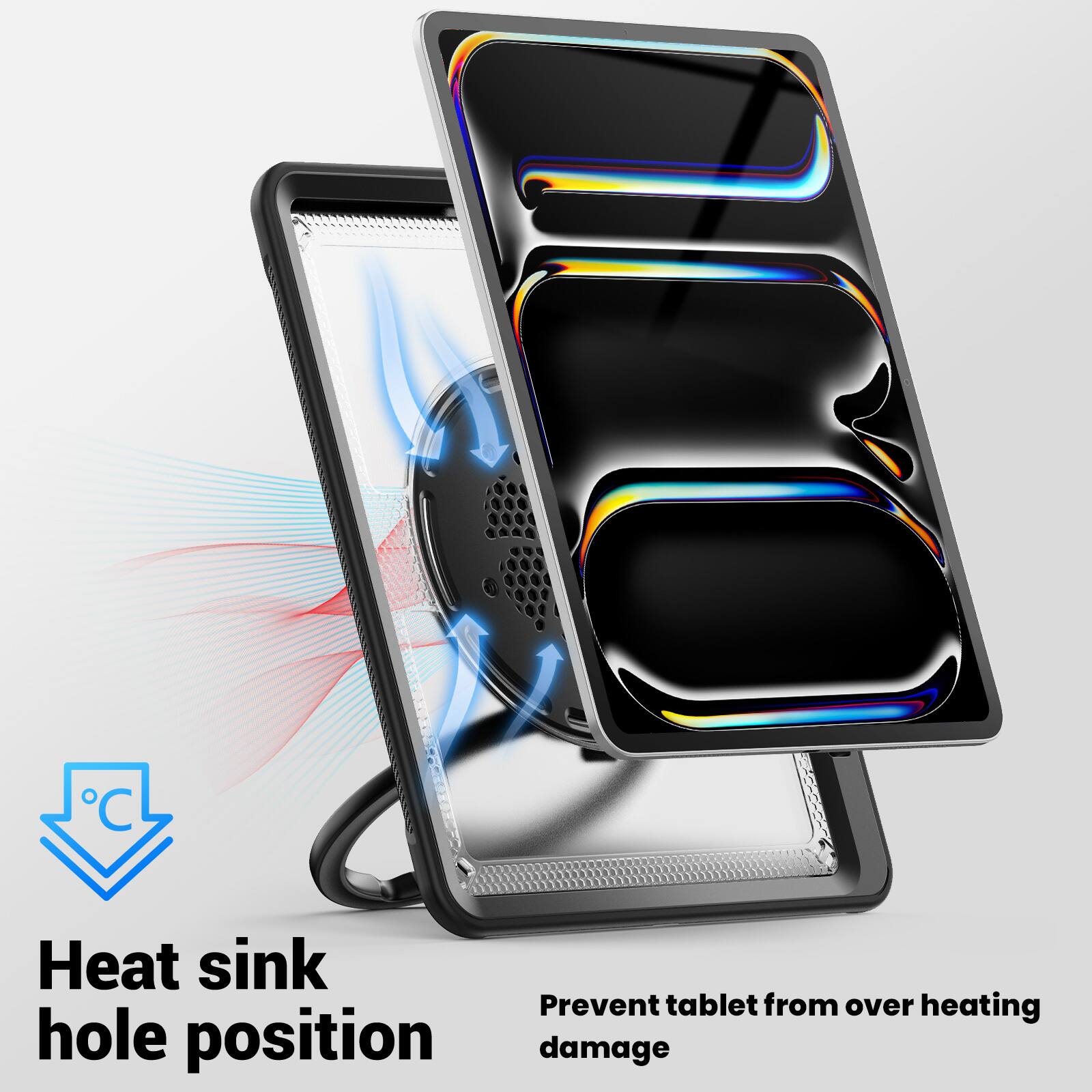 Heat sink hole position  
Prevent tablet from over heating damage