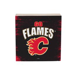 Evergreen Enterprises - Calgary Flames 6" Square Fan Chant Wood Block Shelf Sign - Multicolor