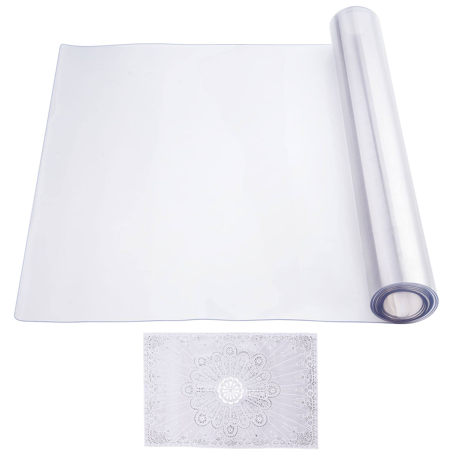 Alt View 5. VEVOR - Plastic Table Cover, 24 x 96 Inch 1.5 mm Thick Clear Table Protector, Rectangle PVC Desk Mat - Transparent.