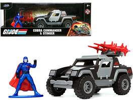 Jada - Stinger with Missile Launcher and Cobra Commander Diecast Figurine "G.I. Joe" "Hollywood Rides" Series 1/32 - Gray And Black