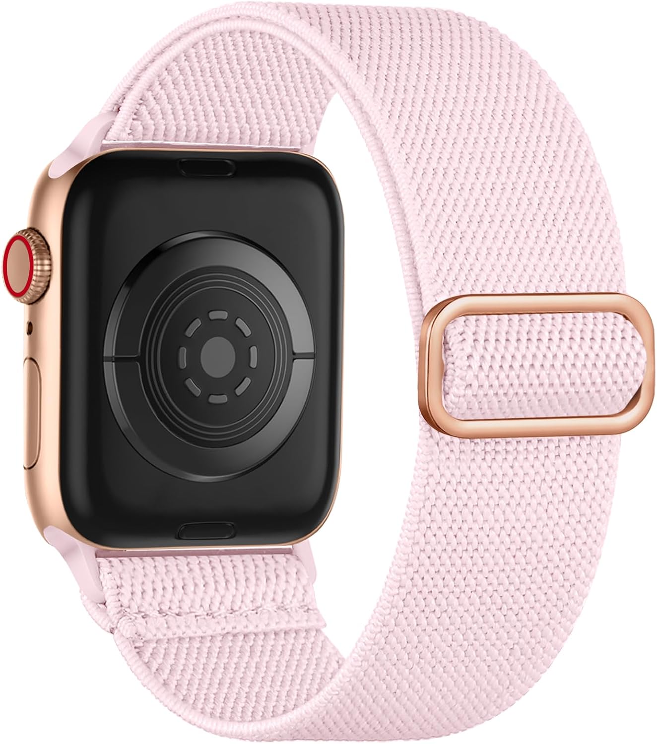 Front. Core Tech - Stretchy Solo Loop Watch Band for Apple Watch 42/44/45/46/49mm - Light Pink.