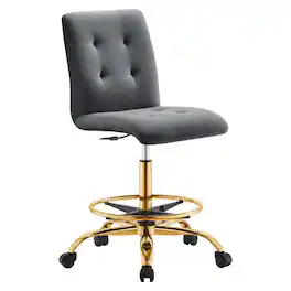 Prim Armless Performance Velvet Drafting Chair by Modway - Gray