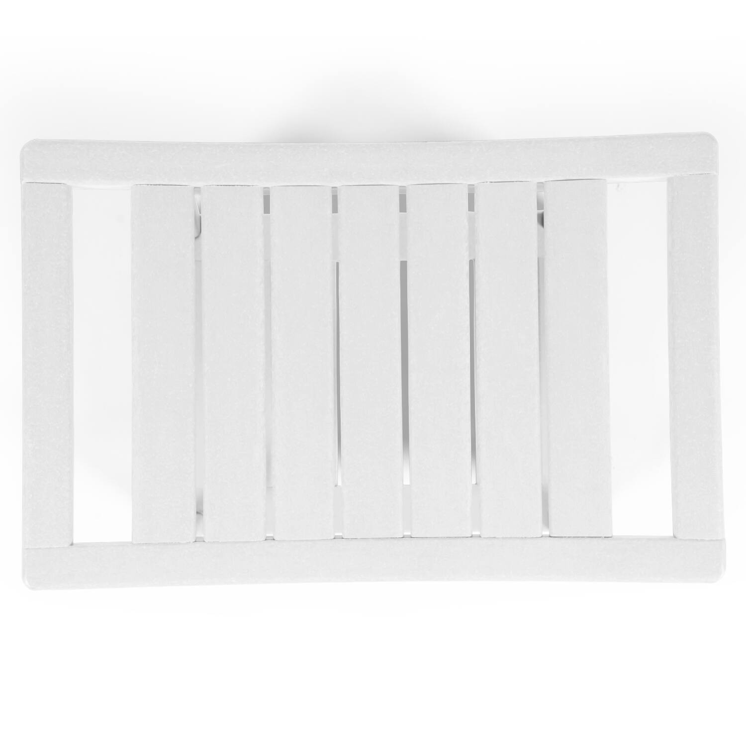 Back. FODINGHILL - HDPE Shower Bench with Storage & Handles, Indoor Outdoor Use - White.