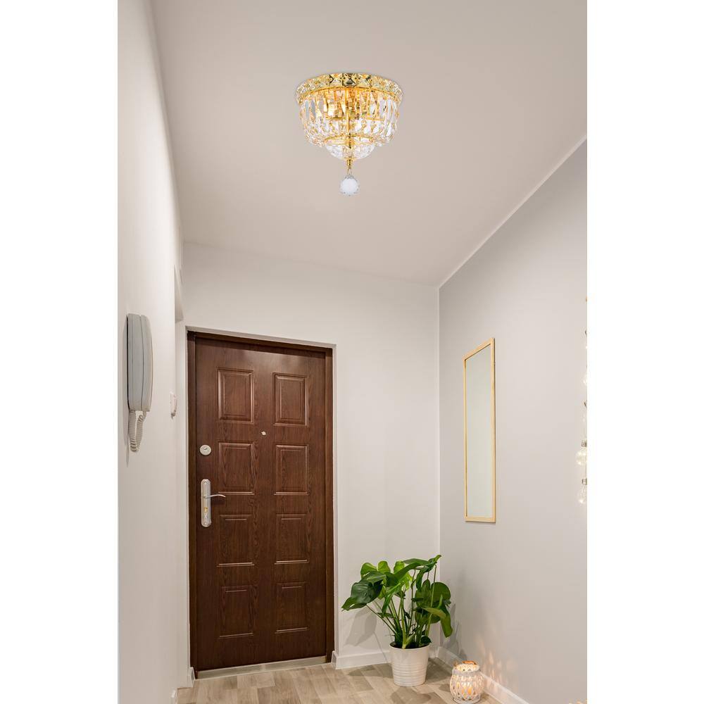 Left. Elegant Lighting - Tranquil 2 light Gold Flush Mount Clear Royal Cut Crystal - Gold.
