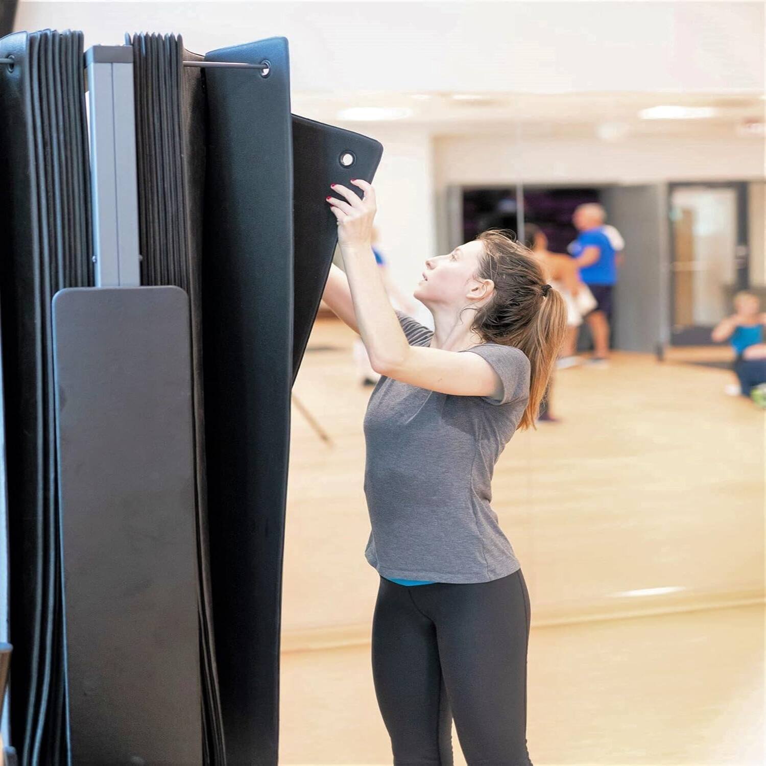 Alt View 3. Power Systems - Hanging Fitness Mat 56" x 24" - Padded Closed-Cell Foam Yoga Mat with Hanging Holes - Jet Black.