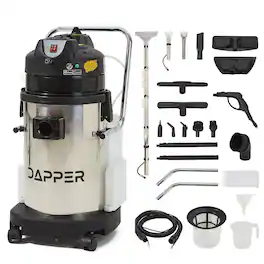 Dapper Supply - Commercial 5-in-1 Wet/Dry Vacuum Steam Cleaner, Carpet Extractor, 100 PSI, 176F Steam, 8 Gal Tank, 2-Year Warranty - Gray