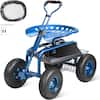 Front. VEVOR - Garden Cart Rolling Workseat with Wheels, Gardening Stool for Planting, 360 Degree Swivel Seat, Wagon Scooter - Blue.