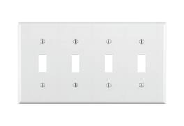 Leviton - 4 gang Thermoset Plastic Toggle Wall Plate 1 pk - White